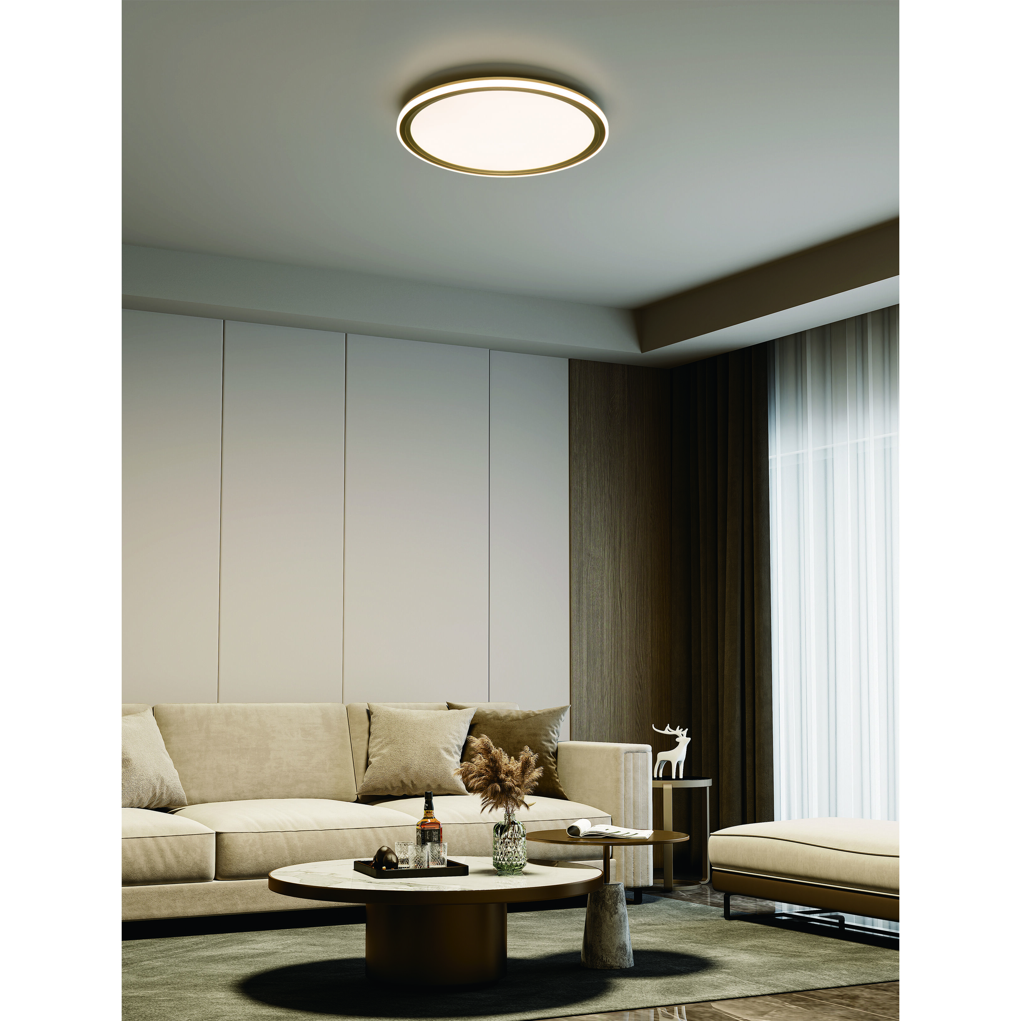 Lucerio LED 17.72 inch Matte Brushed Imitation Gold Flush Mount Ceiling Light