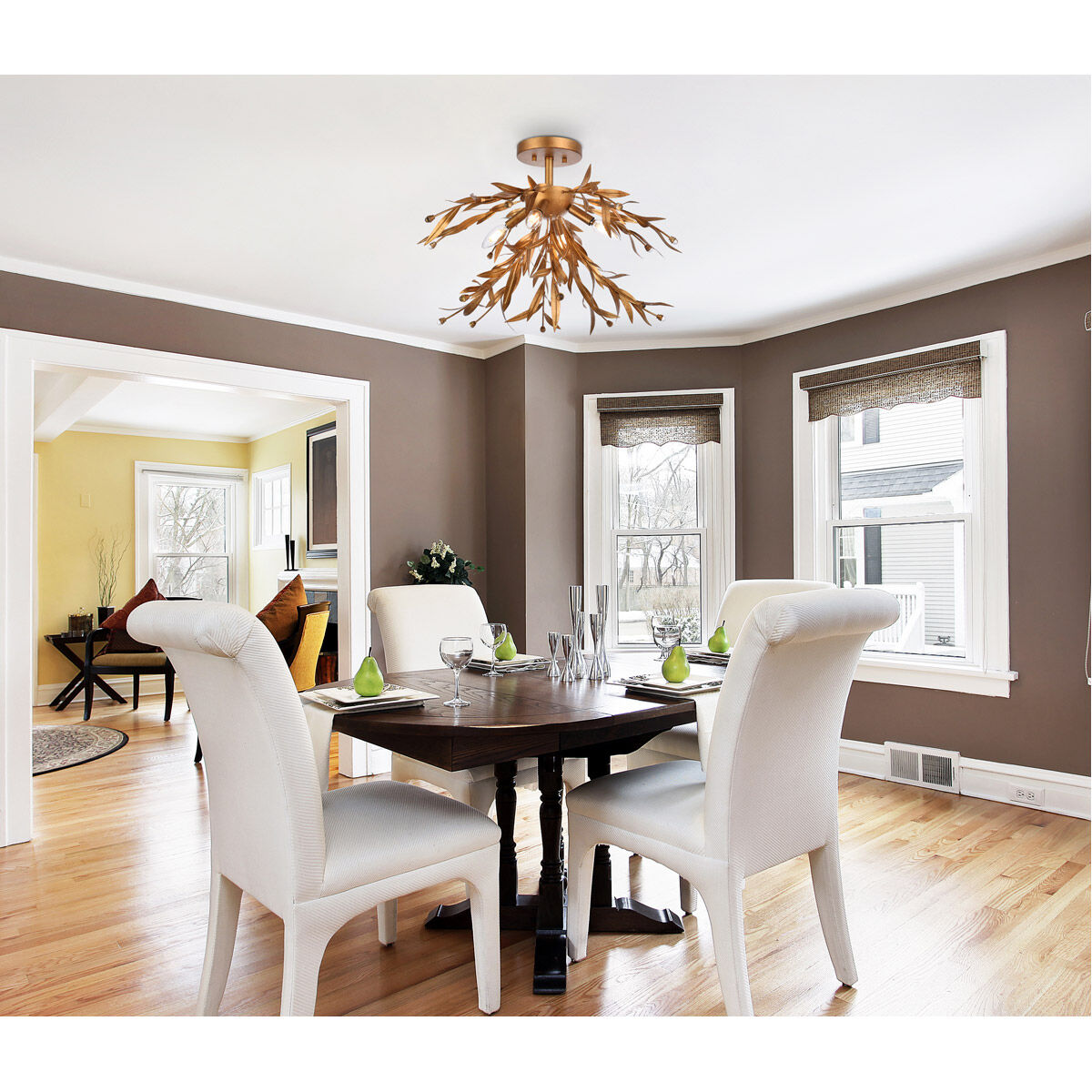 Priscilla 4 Light 23 inch Gold Leaf Flush Mount Ceiling Light