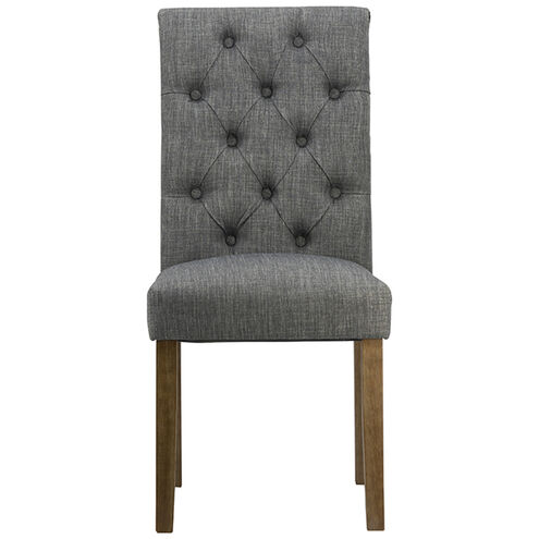 Tufted Back Natural Dining Chair in Dark Gray