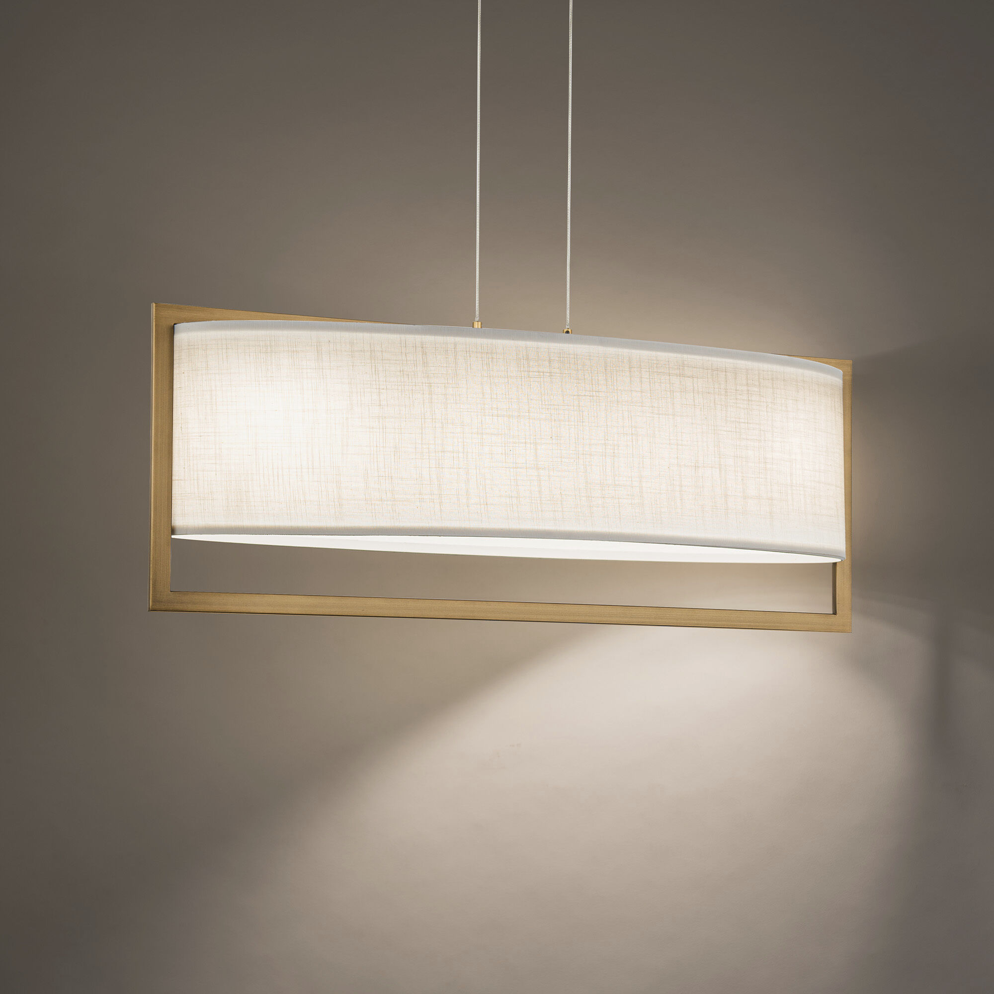 Park Avenue Linear Pendant Ceiling Light in Aged Brass, dweLED
