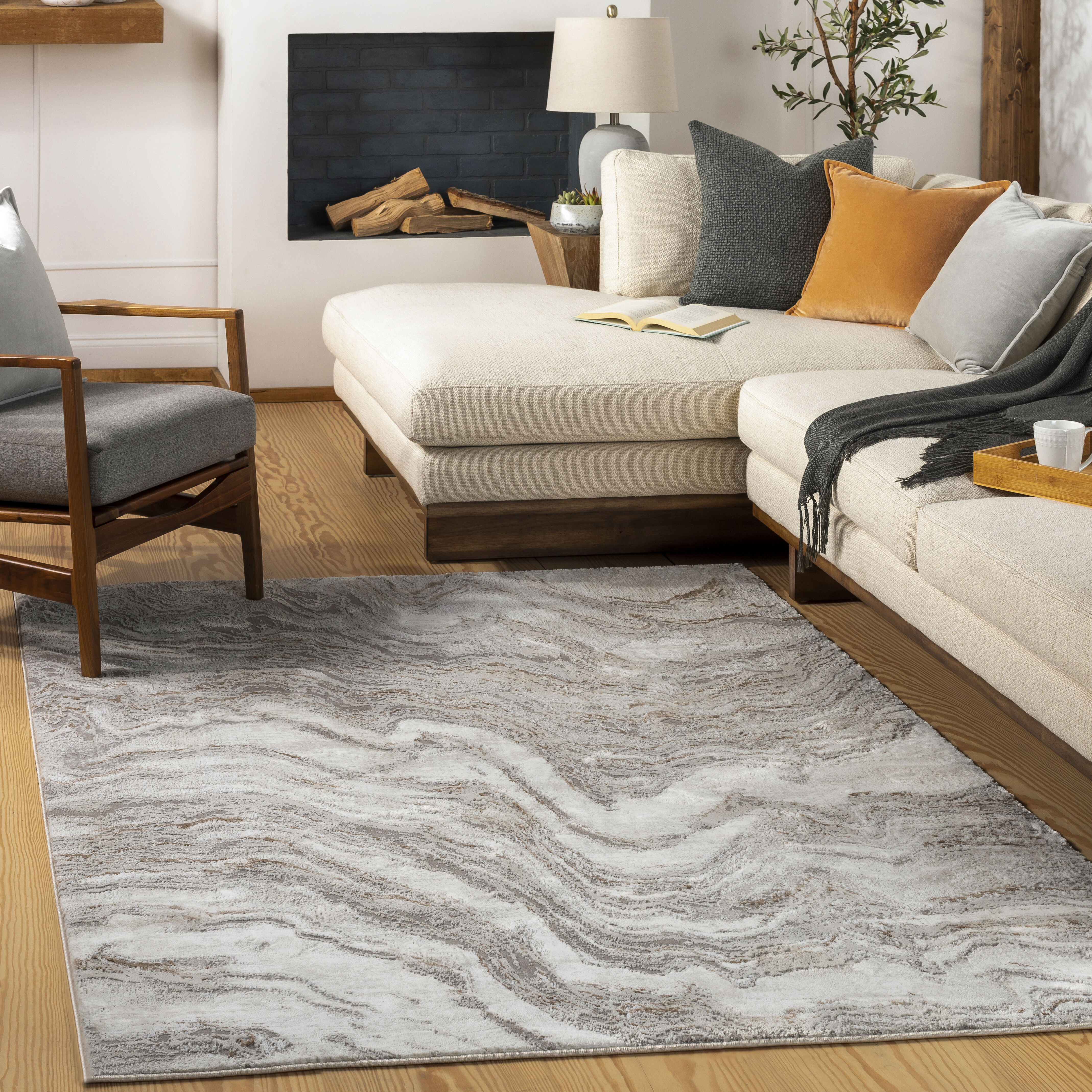 Allegro 84 X 63 inch Taupe Rug, Rectangle