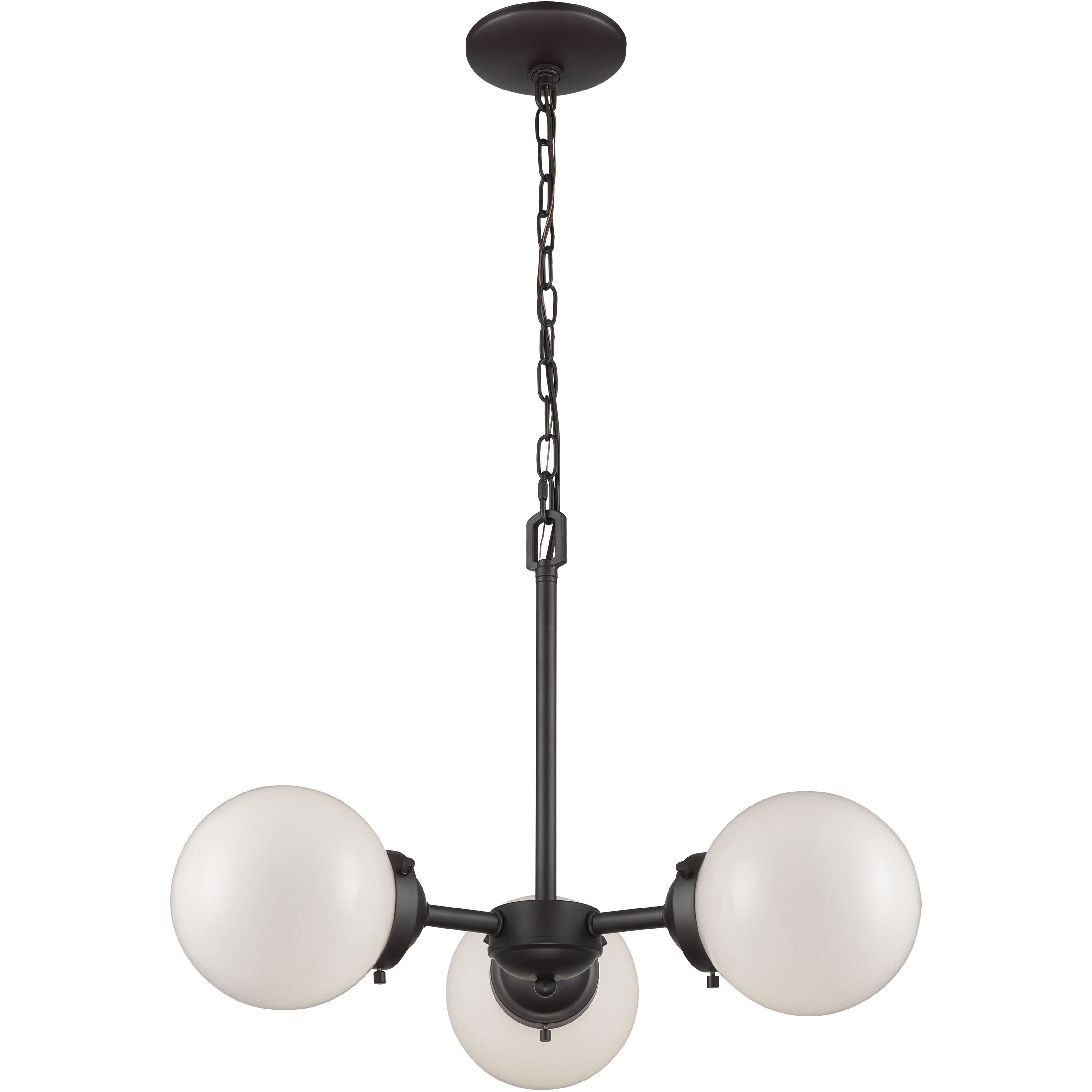 Beckett 3 Light 22 inch Oil Rubbed Bronze Chandelier Ceiling Light in White Glass