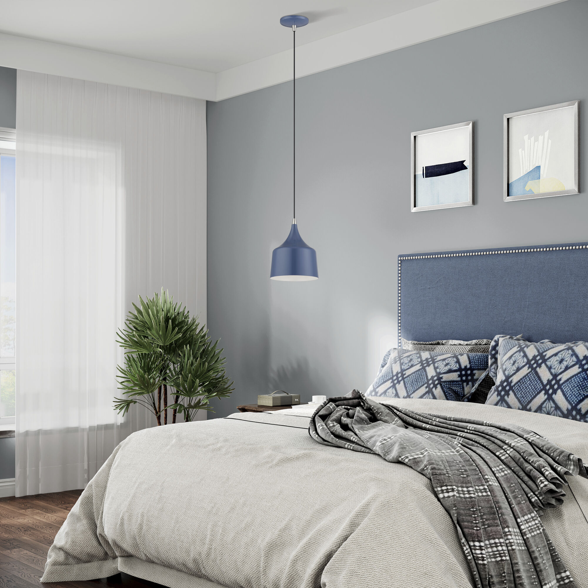 Bolita 8 inch Ocean Blue with Brushed Nickel Accents Pendant Ceiling Light