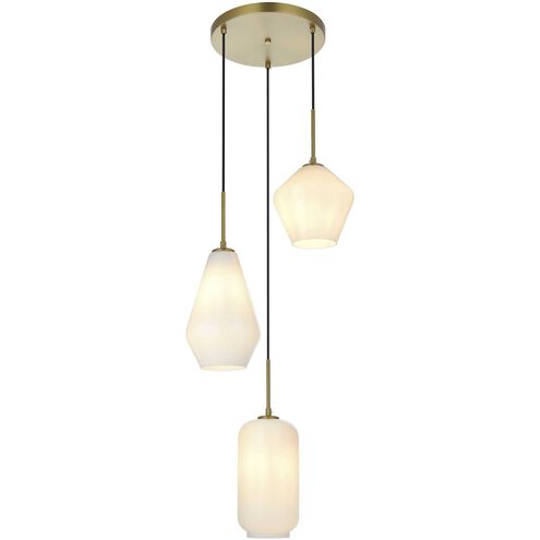 Gene 3 Light 17 inch Satin Gold Pendant Ceiling Light