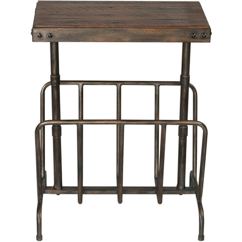 Sonora 26 X 17 inch Burnished Brushed Iron and Distressed Warm Walnut Magazine Side Table