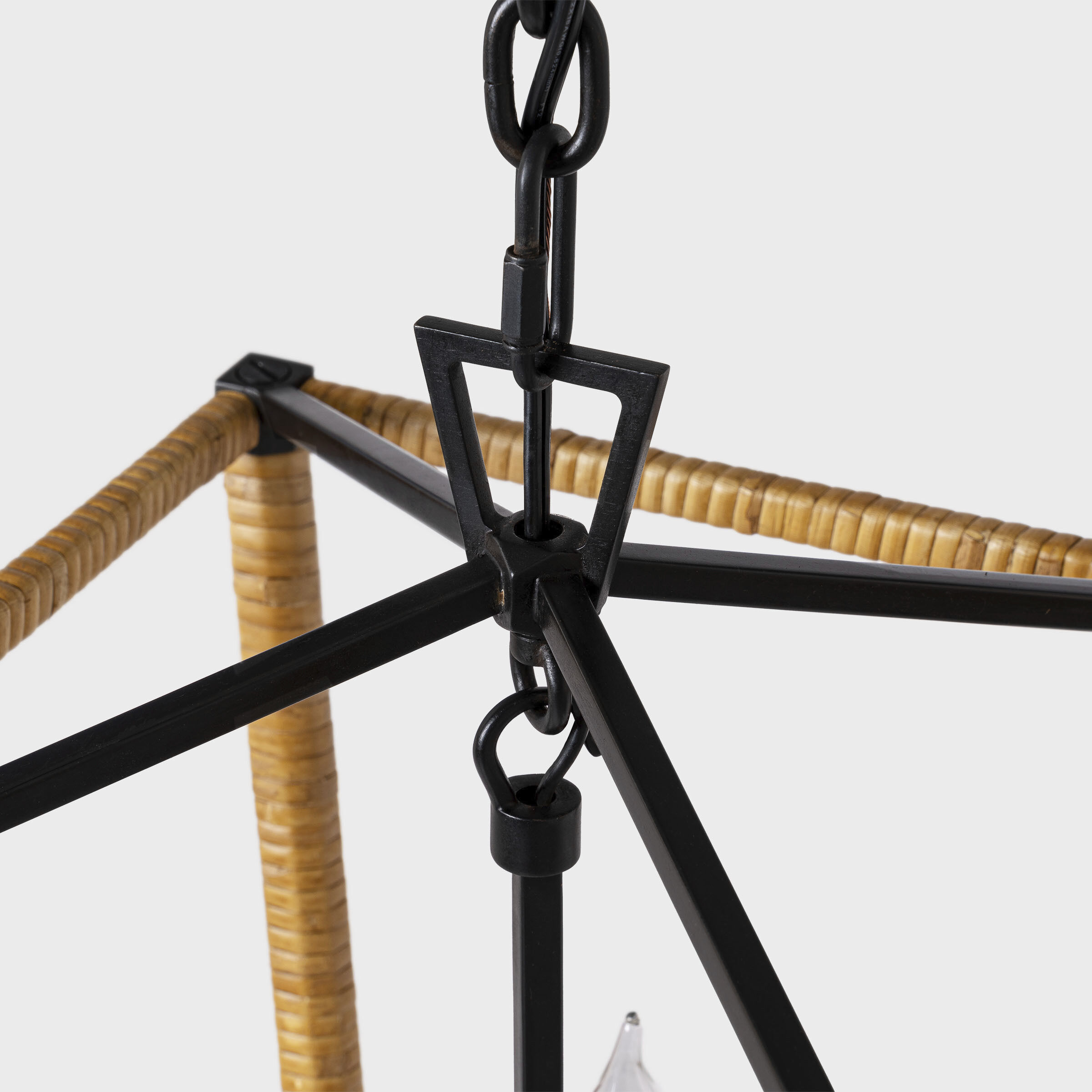 Chapman & Myers Darlana LED 9.75 inch Aged Iron and Natural Rattan Wrapped Lantern Ceiling Light, Mini