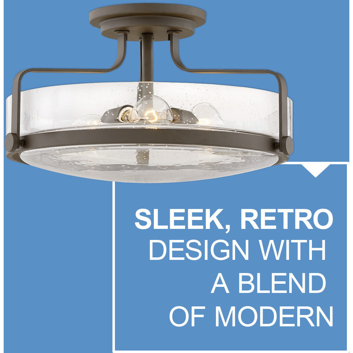 Harper 3 Light 18 inch Oil Rubbed Bronze Indoor Semi-Flush Mount Ceiling Light in Clear Seedy