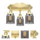 Bell 3 Light 16.75 inch Satin Gold Flush Mount Ceiling Light in Light Smoke Glass