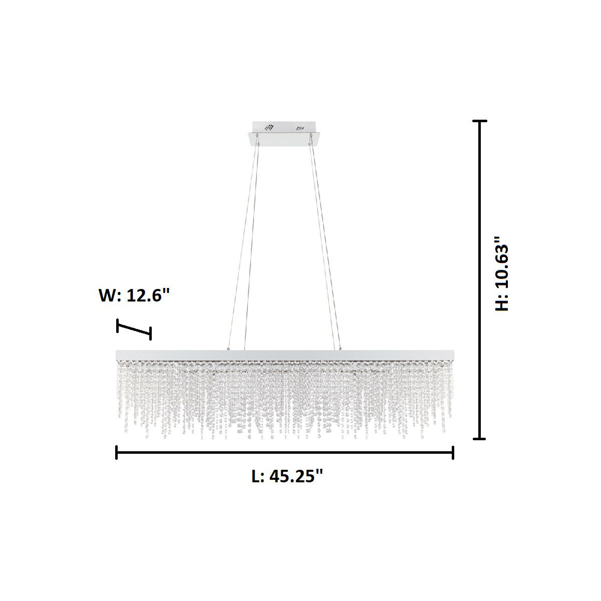 Antelao LED 45.25 inch Chrome Linear Chandelier Ceiling Light