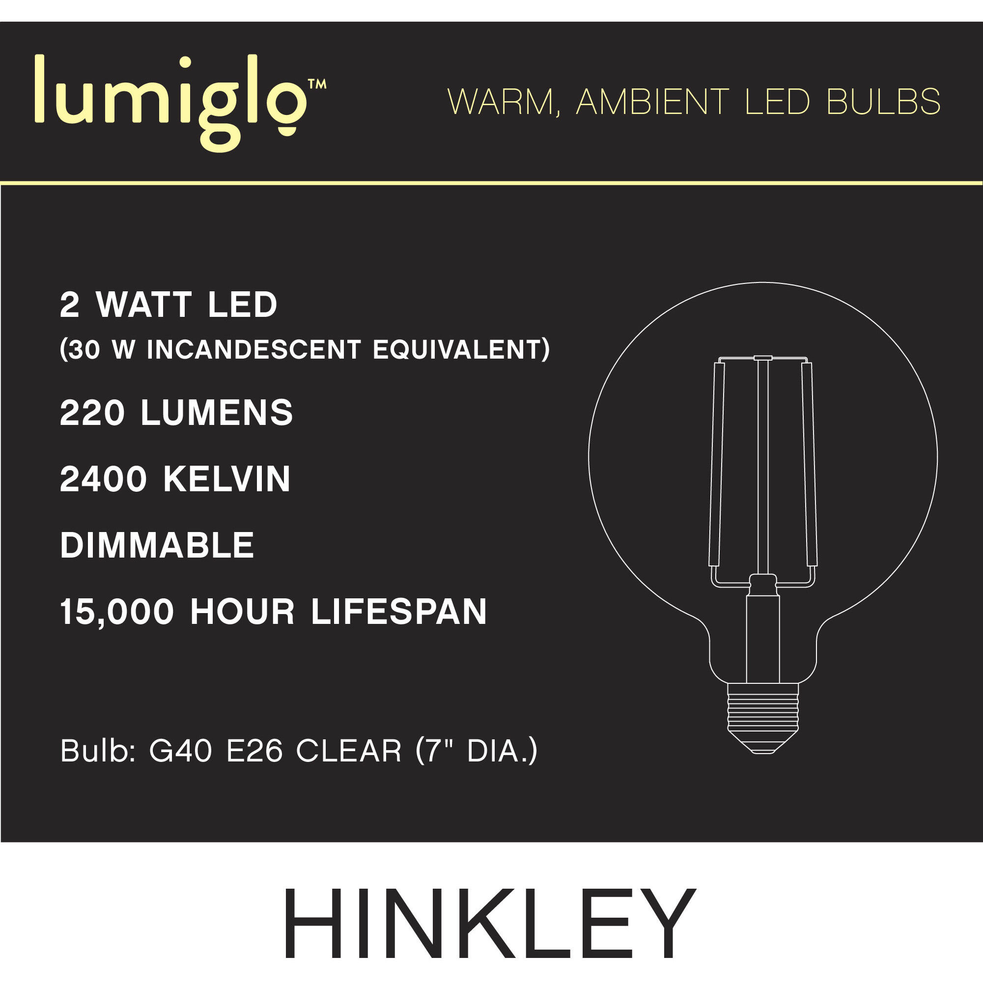 LumiGlo Med. 2.00 watt 120v 2400 LED Bulb in Clear