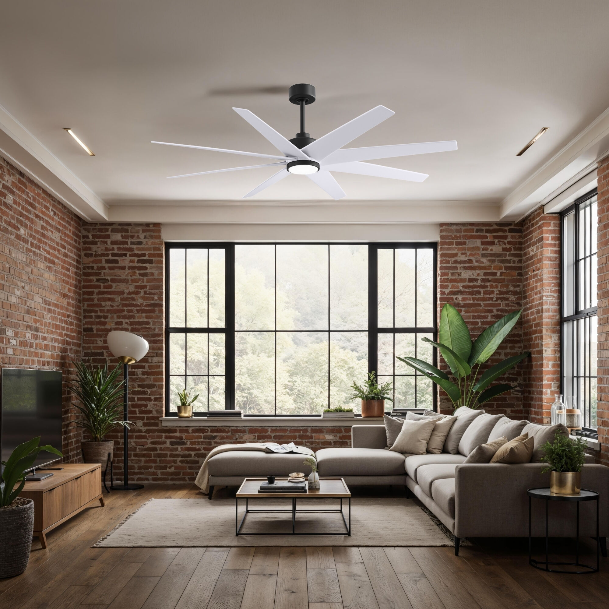 Atlas Ariella - LK 64 inch Matte Black with Matte White Blades Ceiling Fan
