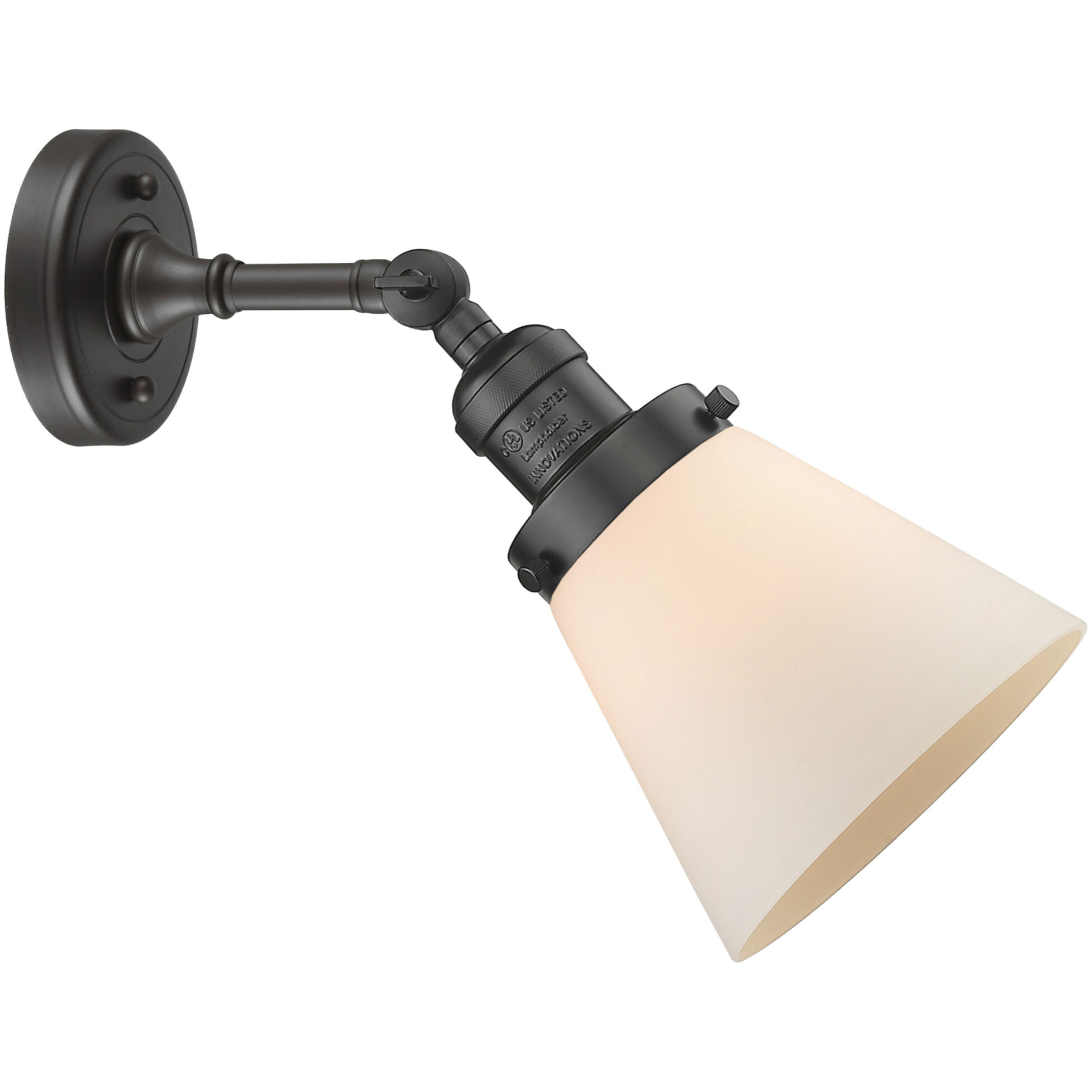 Franklin Restoration Small Cone 1 Light 6 inch Oil Rubbed Bronze Sconce Wall Light in Matte White Glass, Franklin Restoration