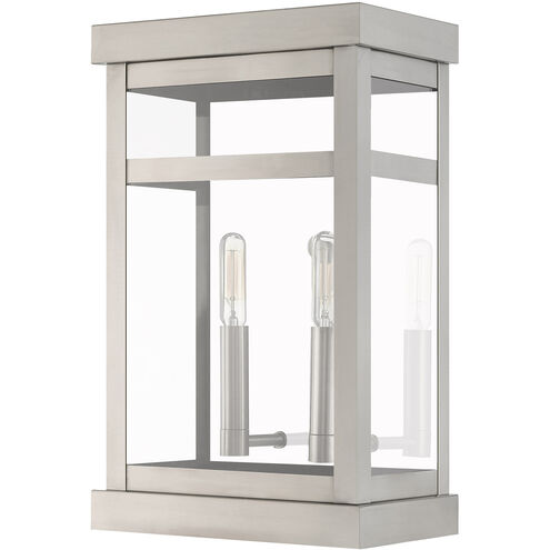 Hopewell 2 Light 15 inch Brushed Nickel Outdoor Wall Lantern
