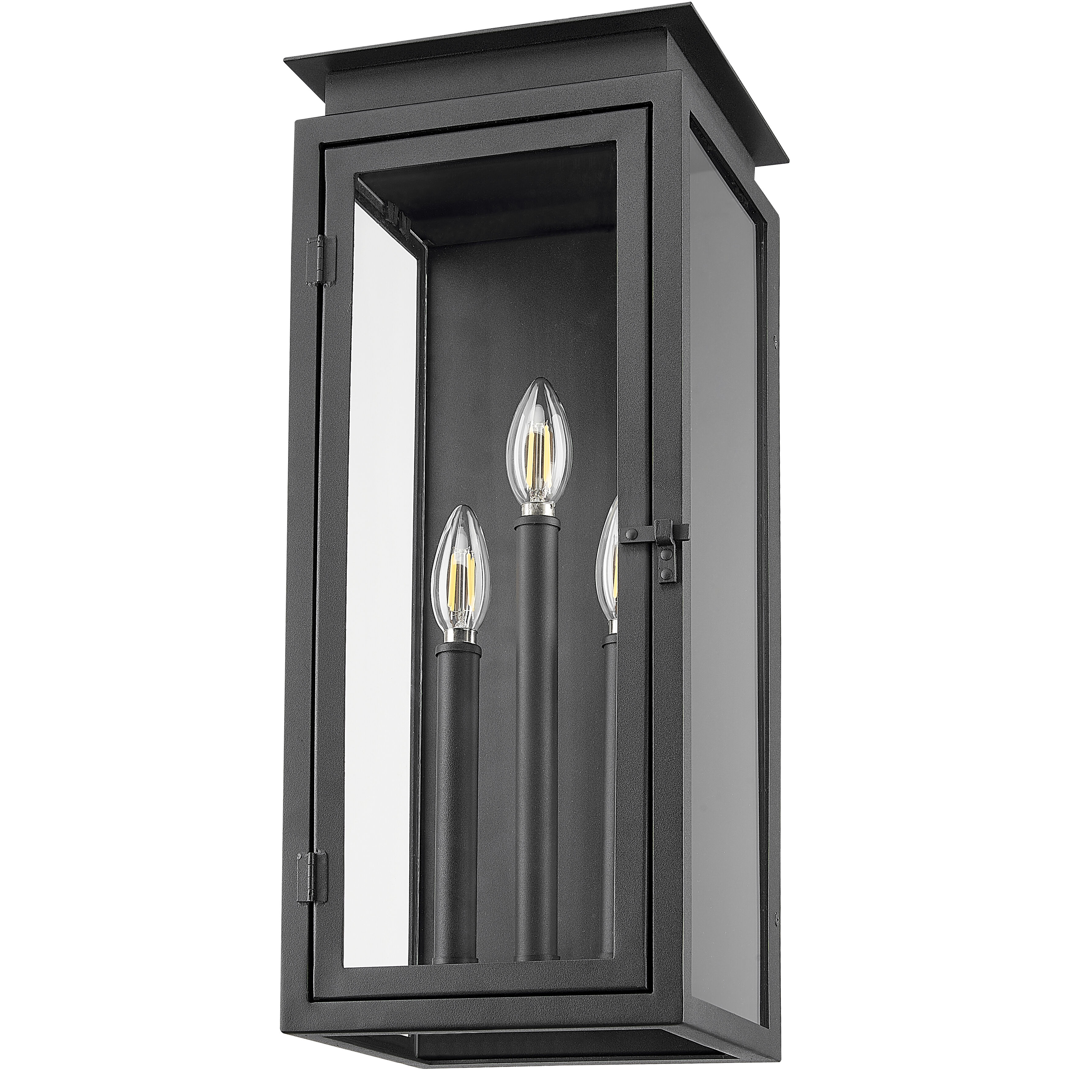 Nova 3 Light 20.5 inch Black Outdoor Wall Light in Clear Glass
