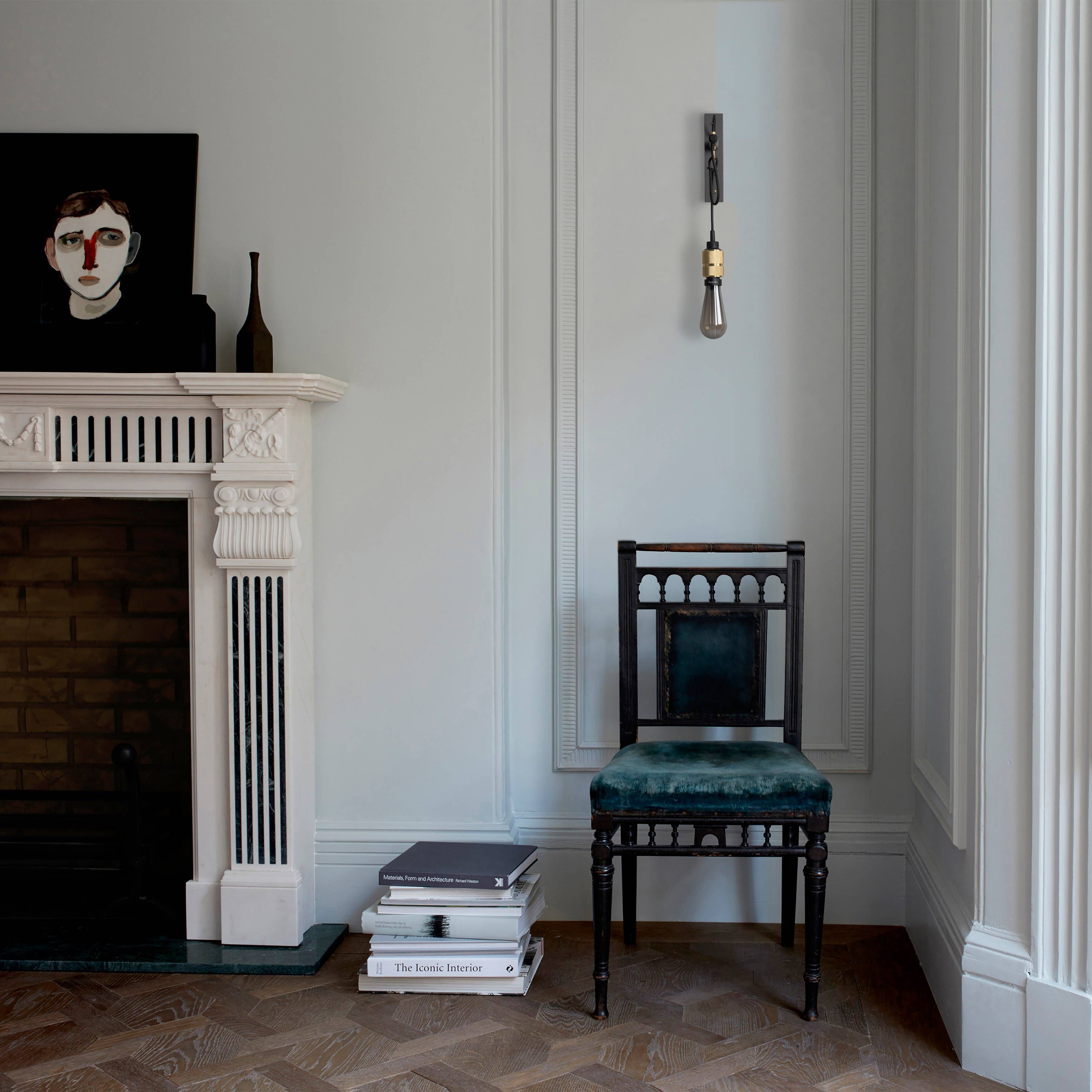 Hooked Wall Light in Graphite / Brass, Nude