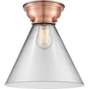 Aditi X-Large Cone LED 12 inch Antique Copper Flush Mount Ceiling Light in Clear Glass, Aditi