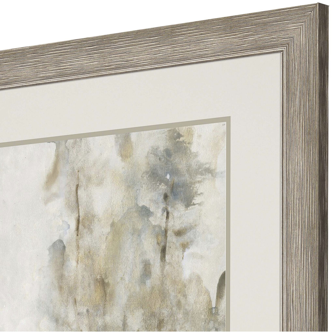 Thicket of Trees Beige and Blue and Metallic and White Framed Art