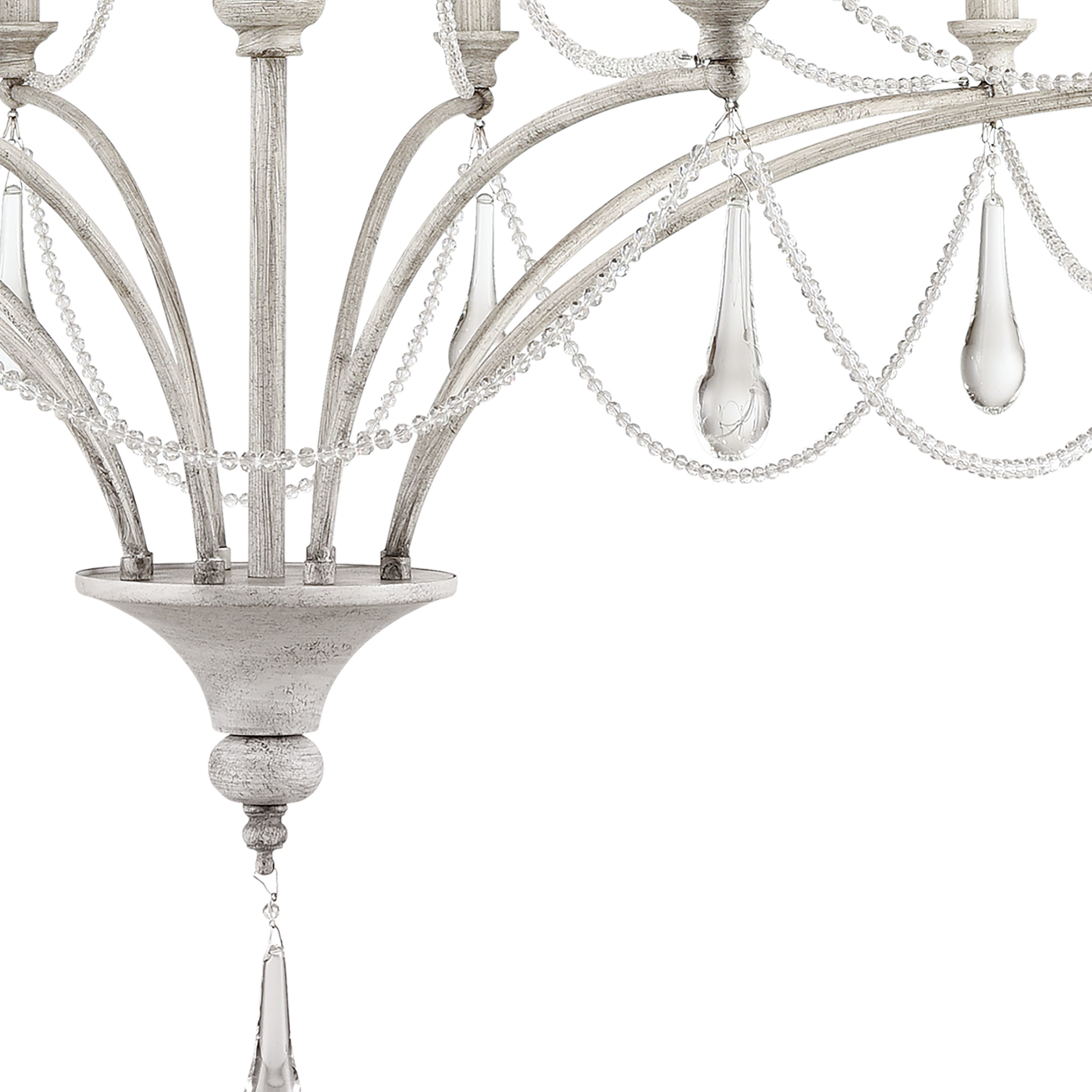 French Parlor 12 Light 36 inch Vintage White with Clear Chandelier Ceiling Light