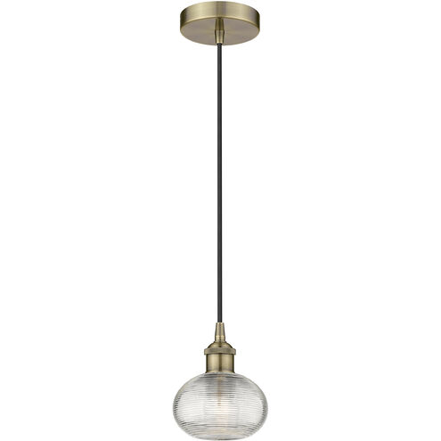 Edison Ithaca 1 Light 6 inch Antique Brass Cord Hung Mini Pendant Ceiling Light