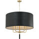 Secret Agent 5 Light 30 inch Painted Gold and Black Leather Pendant Ceiling Light