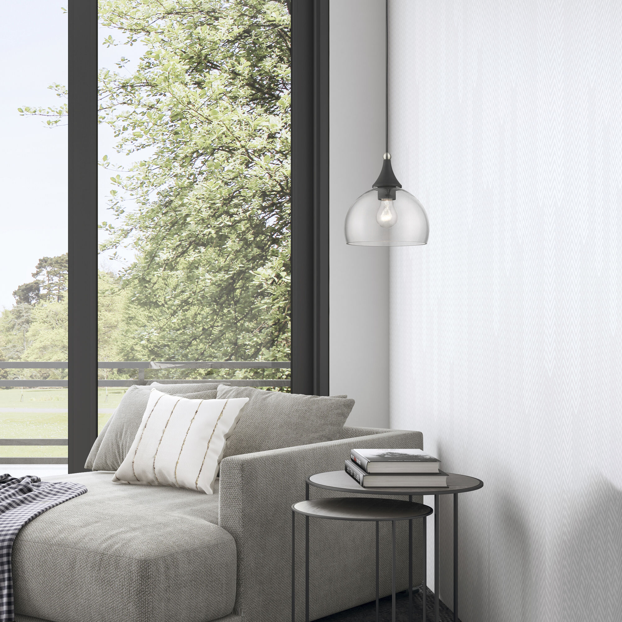 Glendon 1 Light 8.25 inch Black with Brushed Nickel Accents Glass Pendant Ceiling Light