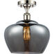 Ballston Large Fenton 1 Light 11 inch Polished Nickel Semi-Flush Mount Ceiling Light in Light Smoke Glass, Ballston