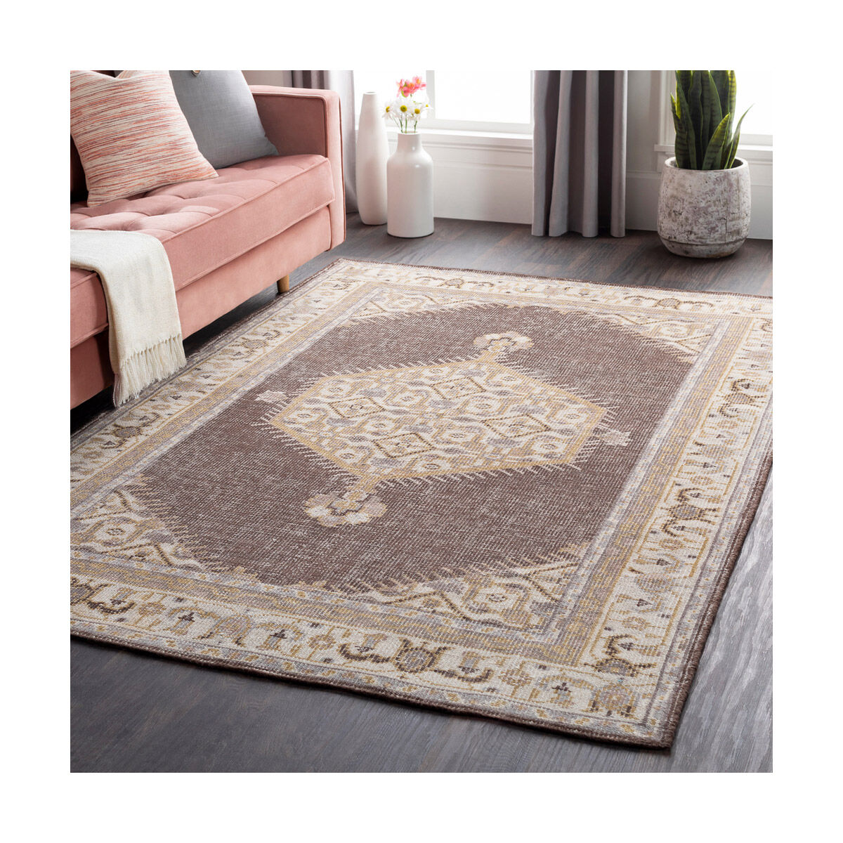 Zahra 102 X 66 inch Camel/Light Gray/Medium Gray/Dark Brown/Ivory Rugs, Wool
