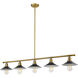 Casa 5 Light 51.5 inch Factory Brass Linear Chandelier Ceiling Light in Matte Black Steel