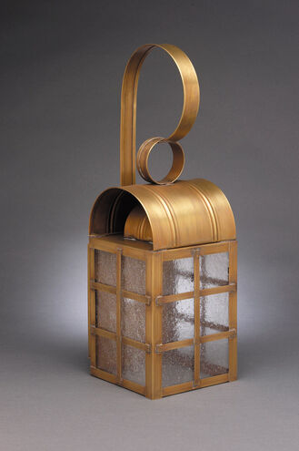 Adams 1 Light 18 inch Antique Brass Outdoor Wall Lantern in Seedy Marine Glass Scroll, Medium
