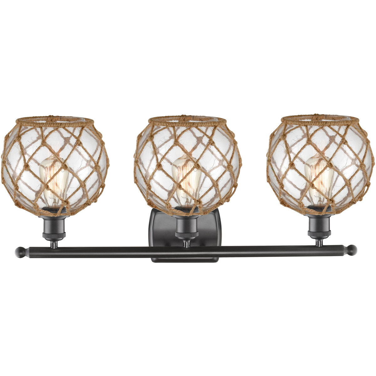 Ballston Farmhouse Rope LED 26 inch Oil Rubbed Bronze Bath Vanity Light Wall Light in Clear Glass with Brown Rope, Ballston