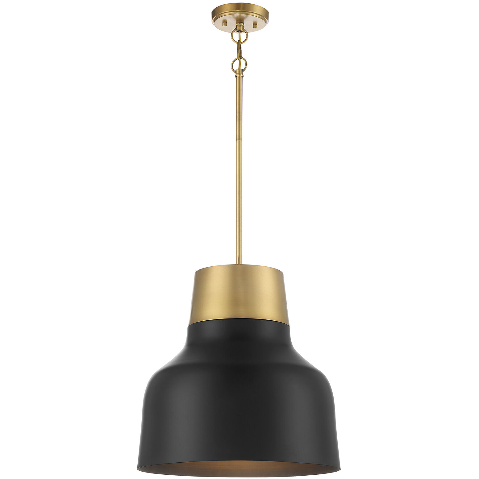 Vintage 1 Light 17 inch Matte Black with Natural Brass Pendant Ceiling Light