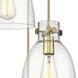 Newton Bell 3 Light 15.5 inch Brushed Brass Multi Pendant Ceiling Light in Seedy Glass