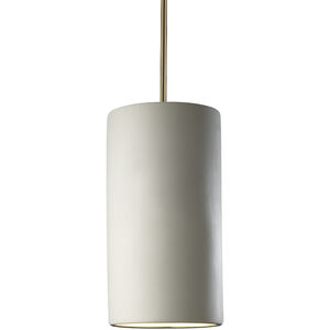 Radiance Collection LED 7 inch Gloss Blush with Antique Brass Pendant Ceiling Light