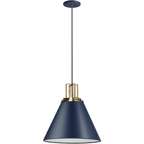 Sonus 1 Light 14 inch Cobalt Blue with Aged Brass Pendant Ceiling Light in Cobalt Blue/Aged Brass