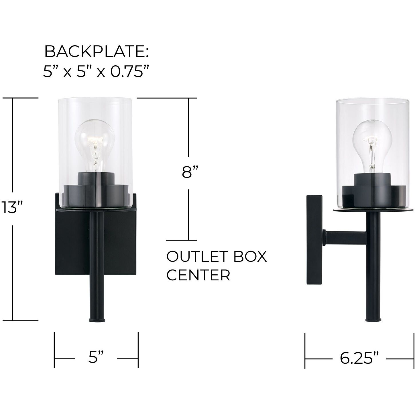 Mason 1 Light 5 inch Matte Black Sconce Wall Light