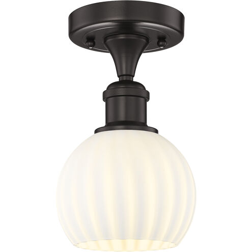 Edison White Venetian 1 Light 6 inch Oil Rubbed Bronze Semi-Flush Mount Ceiling Light