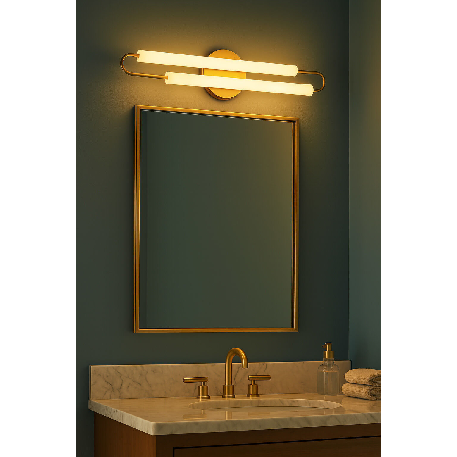 Eos LED 25 inch Lacquered Brass Bath Light Wall Light