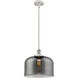 Ballston X-Large Bell 1 Light 8 inch White and Polished Chrome Pendant Ceiling Light in Plated Smoke Glass
