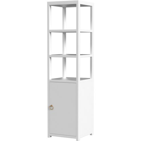 3- Tier 1 Door Narrow Etagere Bookcase in White