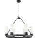 Boreas 6 Light 29 inch Matte Black Chandelier Ceiling Light in Striped White Glass