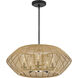 Lisa McDennon Open Air Luca LED 28 inch Black with Camel Rattan Outdoor Chandelier