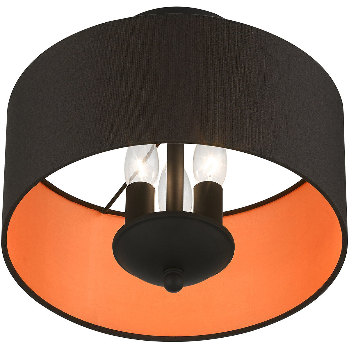 Bradhurst 3 Light 12 inch Black Semi-Flush Mount Ceiling Light