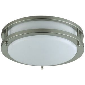 Signature 1 Light 10 inch Brushed Steel Flushmount Ceiling Light, Circular