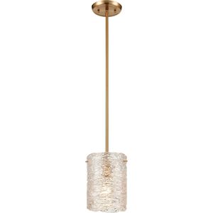 Chiseled Ice 1 Light 7 inch Satin Brass Mini Pendant Ceiling Light