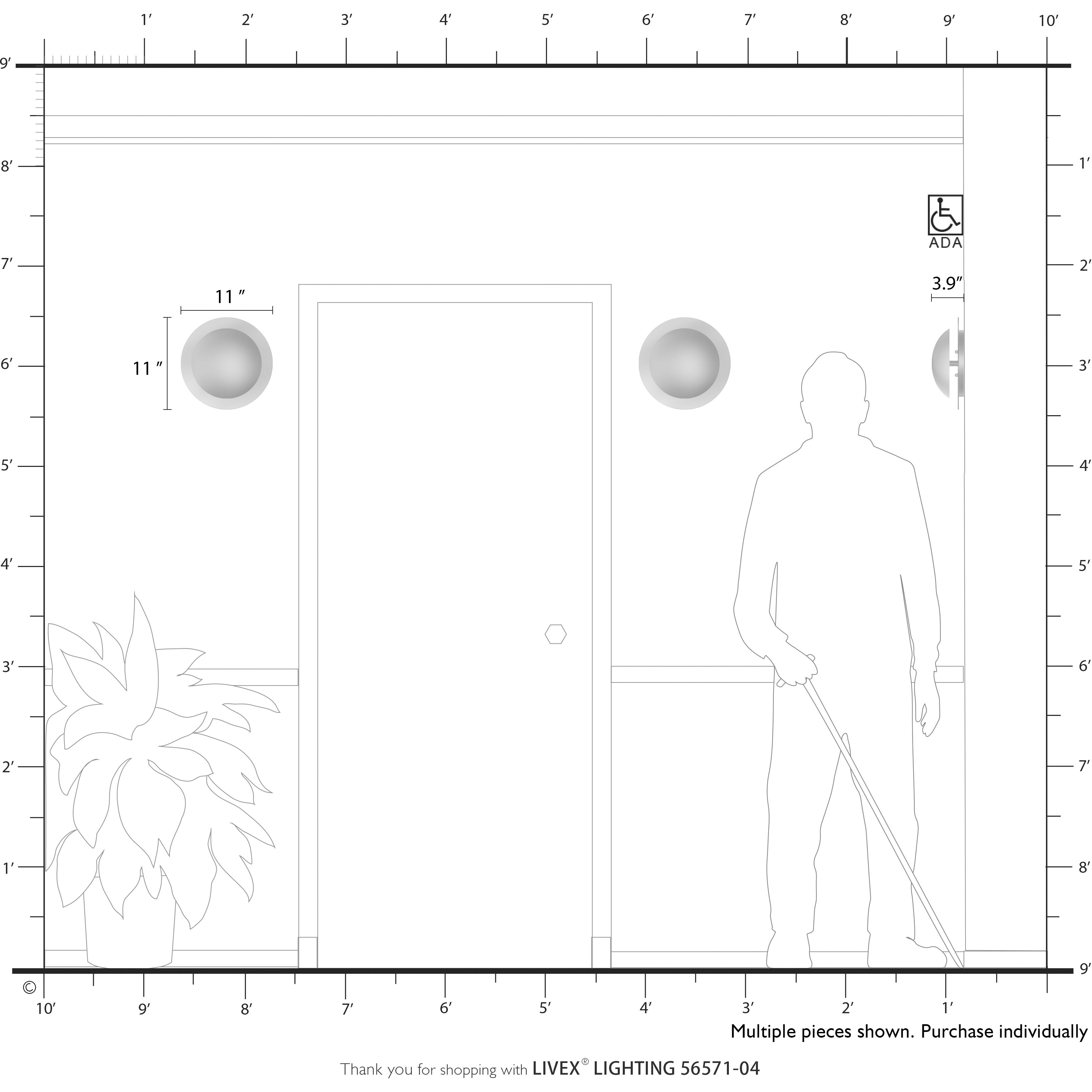 Ventura 2 Light 11 inch Black with Brushed Nickel Reflector Backplate Semi-Flush/Wall Sconce Ceiling Light, Medium