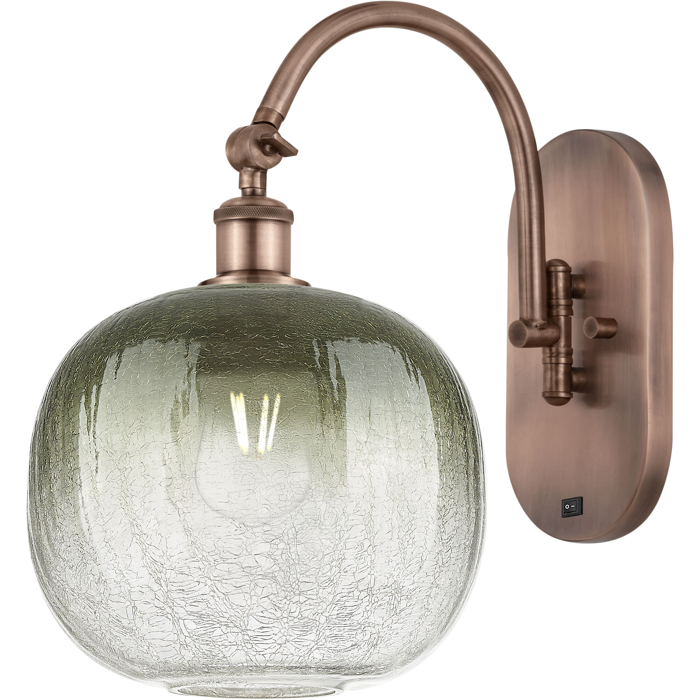 Ballston Brookhaven Sphere 1 Light 10.5 inch Antique Copper Swing Arm Sconce Wall Light in Slate Glass