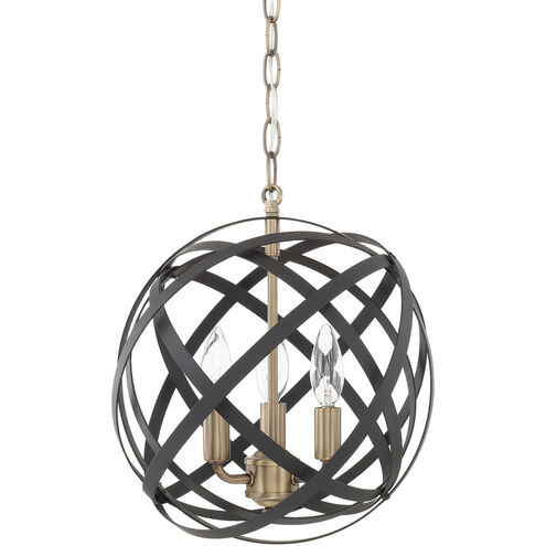 Axis 3 Light 13 inch Aged Brass and Black Pendant Ceiling Light in (None)