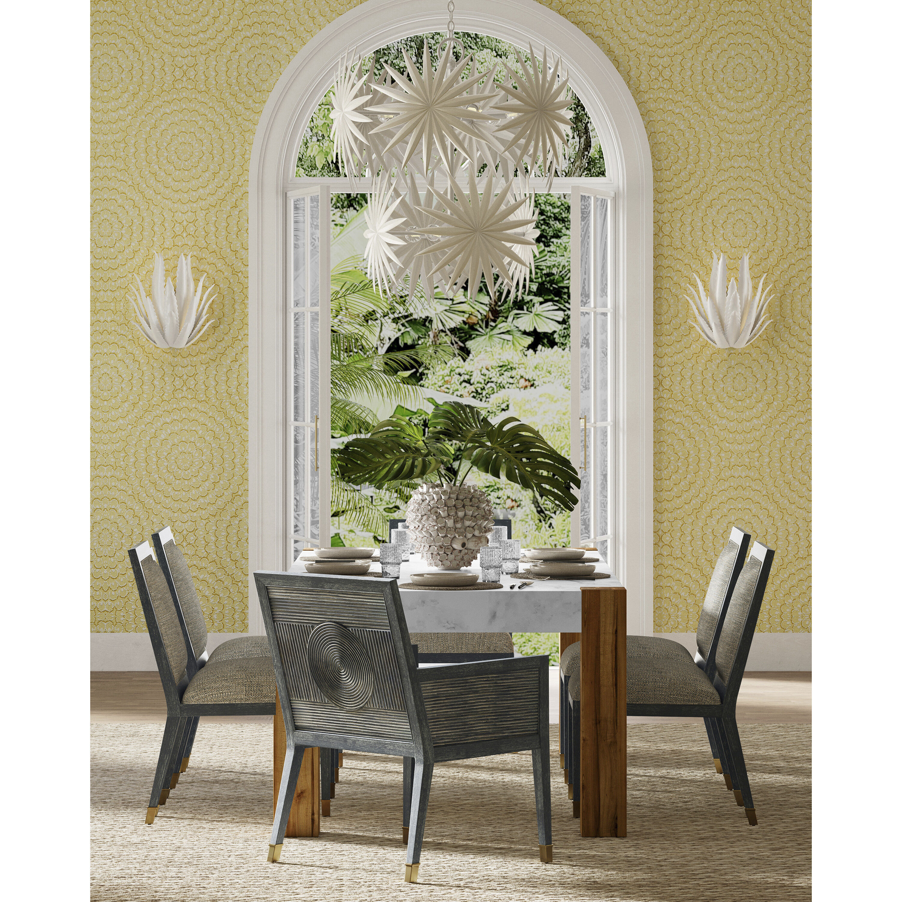 Santos Vintage Navy/Performance Barrett Dusk/Satin Brass Armchair