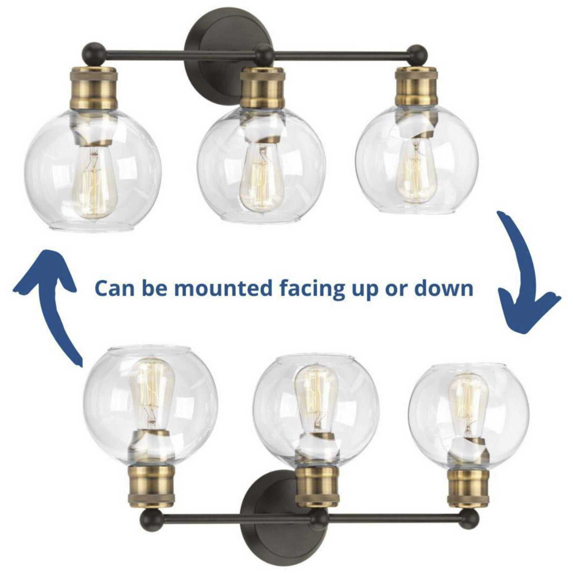 Hansford 3 Light 25 inch Antique Bronze Bath Vanity Wall Light in Antique Bronze and Vintage Brass