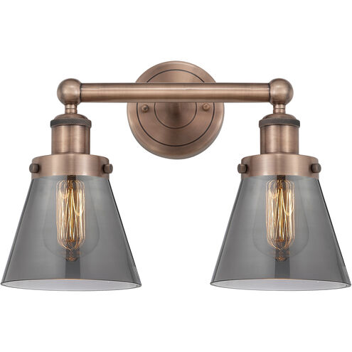 Cone 2 Light 15.5 inch Antique Copper Bath Vanity Light Wall Light in Plated Smoke